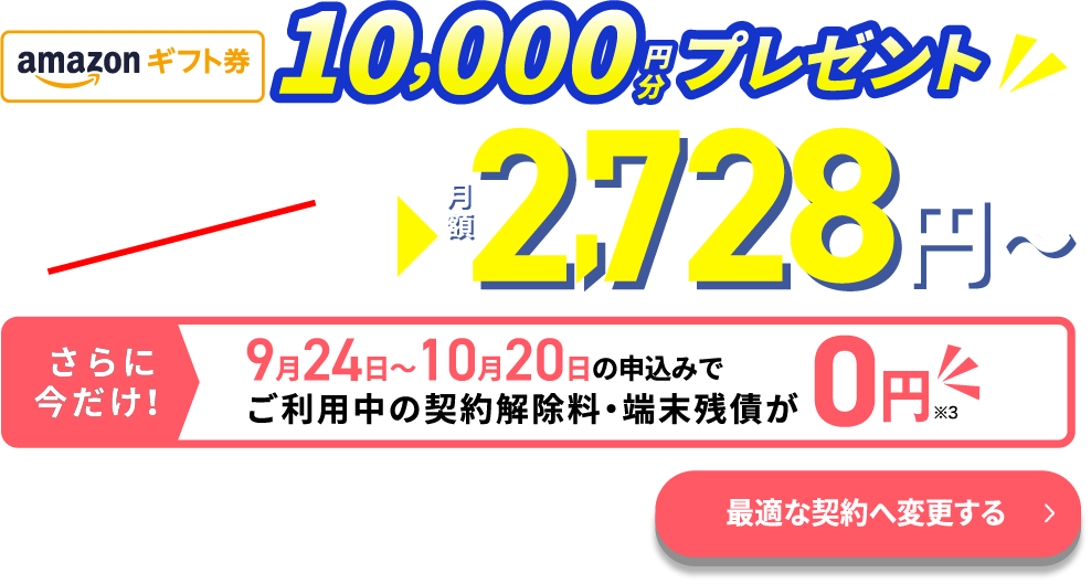 あなたの容量に合わせてかしこく契約変更！月額2,728円～