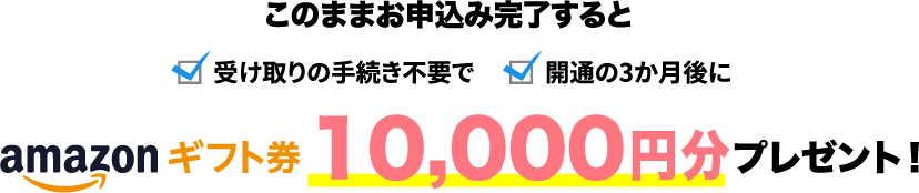 このページを見ているお客様限定！このままお申込み完了するとamazonギフト券10,000円分プレゼント