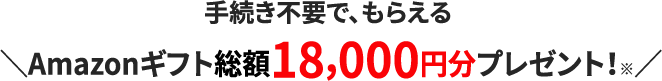 手続き不要で、開通の翌月もらえるAmazonギフト15,000円分プレゼント！※